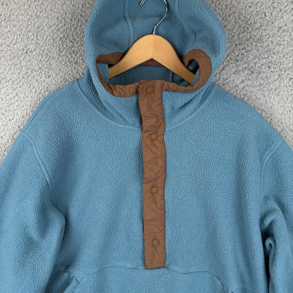 The North Face Carbondale 1/4 Snap Fleece Hoodie Mens XL Storm Blue/Brown